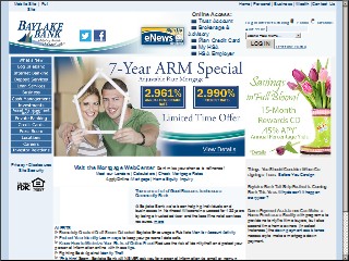 Web site www.baylake.com, Baylake Bank