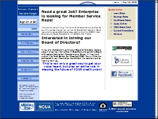 Web site www.enterprise-cu.com, Enterprise Credit Union