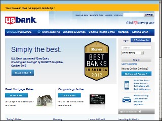 Web site www.usbank.com, U.S. Bank Branch